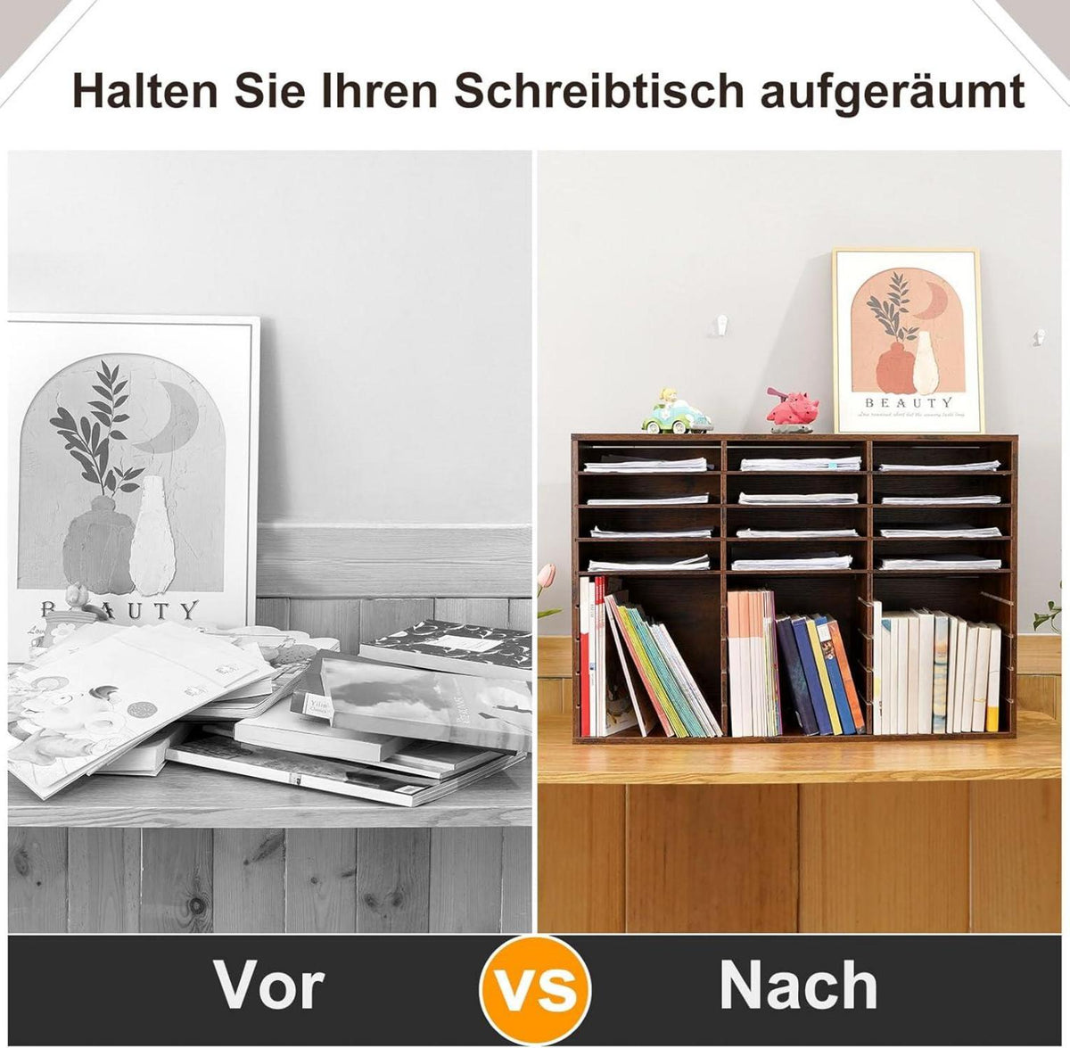 Schreibtisch Organizer Schwarz A4 Papierablage Stapelbar 27 Fächer