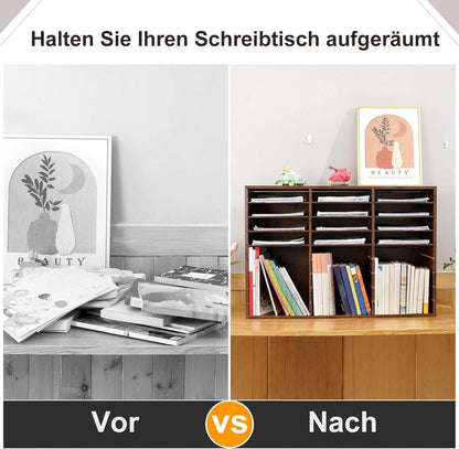 Schreibtisch Organizer Schwarz A4 Papierablage Stapelbar 27 Fächer