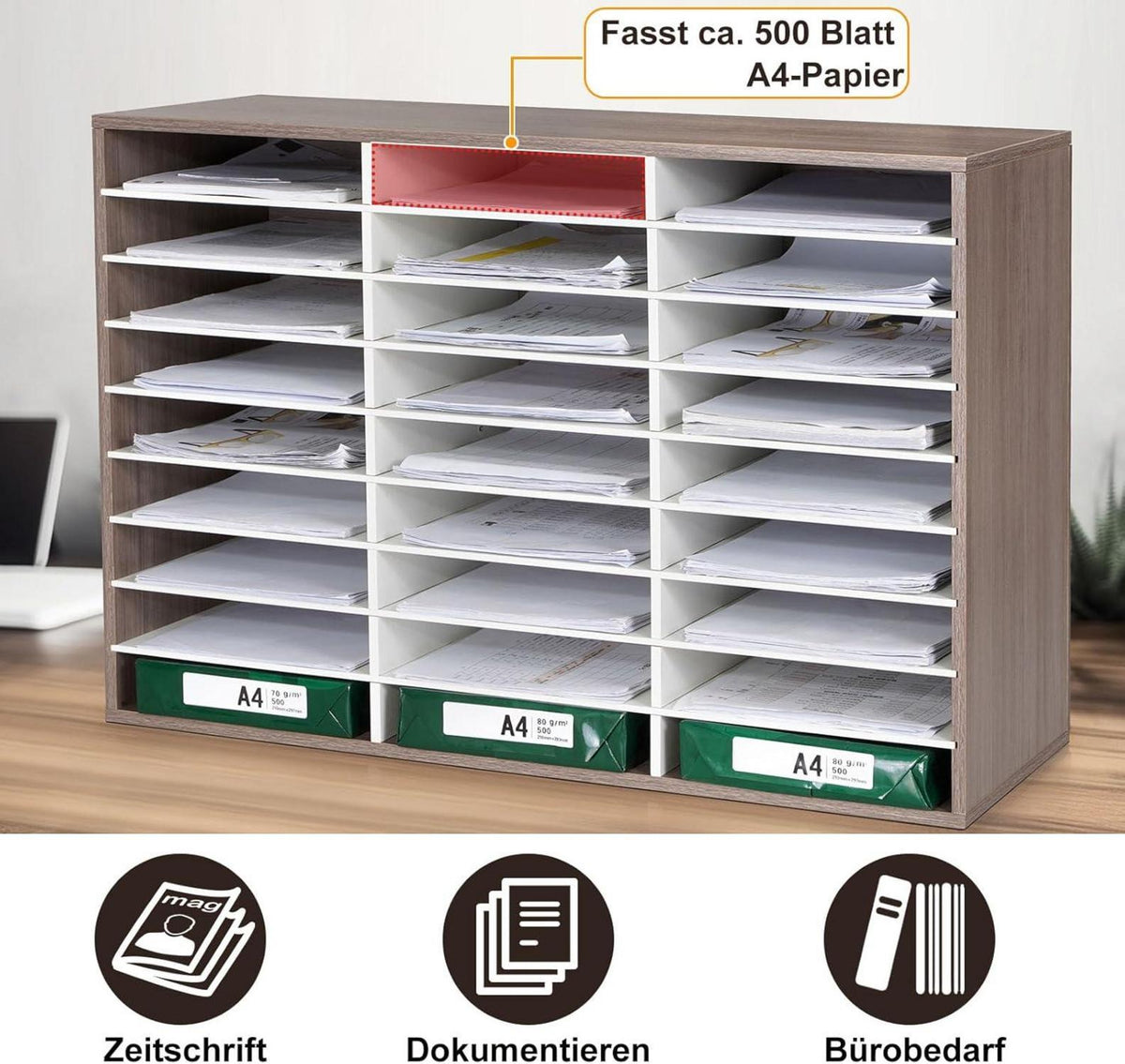 Schreibtisch Organizer Schwarz A4 Papierablage Stapelbar 27 Fächer