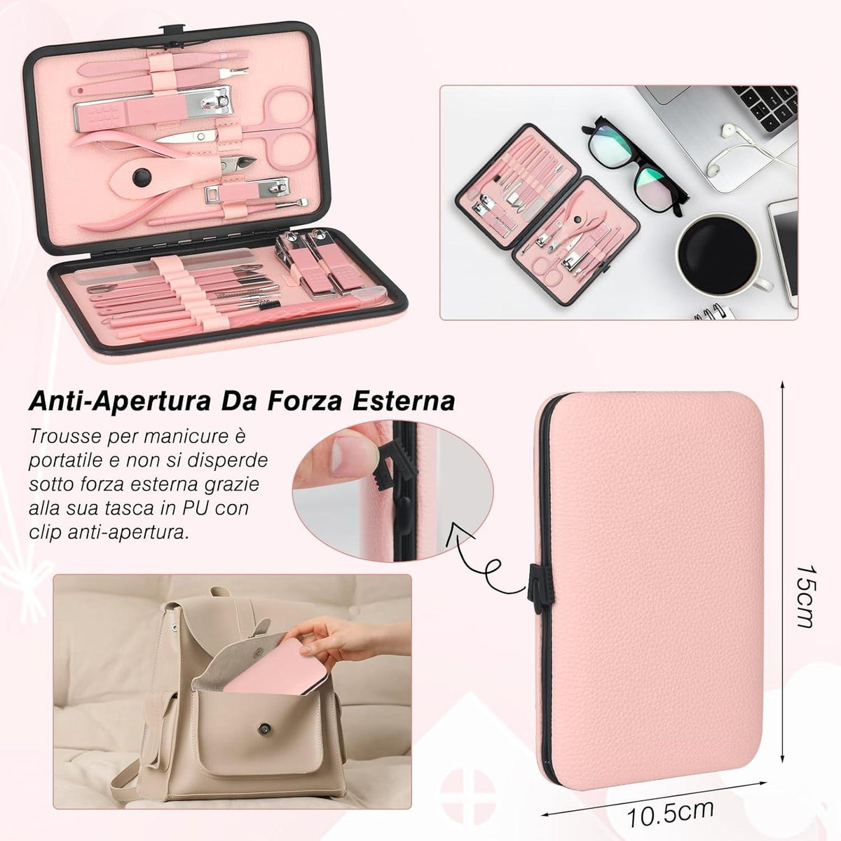 Maniküre Set Nagelpflege Edelstahl Pediküre Werkzeuge Rosa
