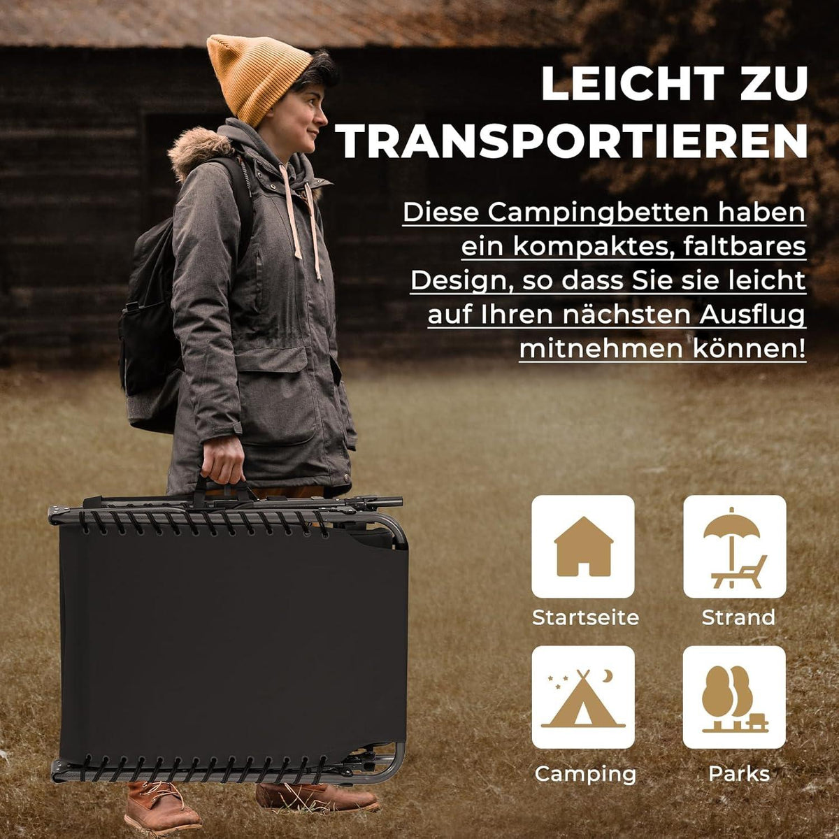 Campingliege klappbar 5-Stufig verstellbar Sonnenliege Gartenliege mit Kopfkissen Schwarz