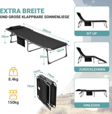 Campingliege Sonnenliege mit Auflage und Kissen für Garten