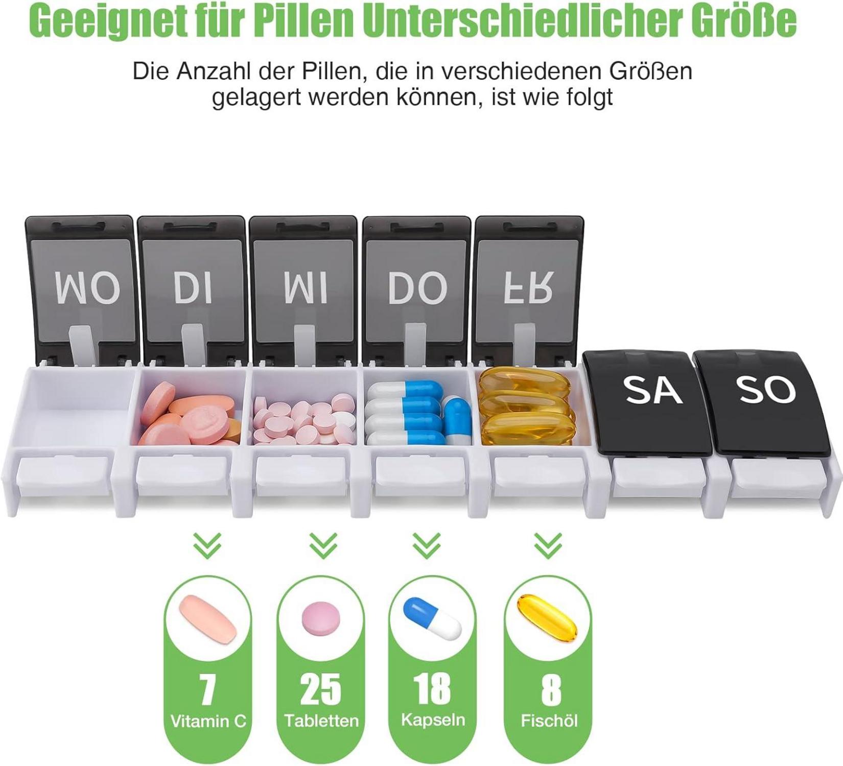 Tablettenbox 7 Tage Deutsch Pillendose Regenbogen Wochenbox