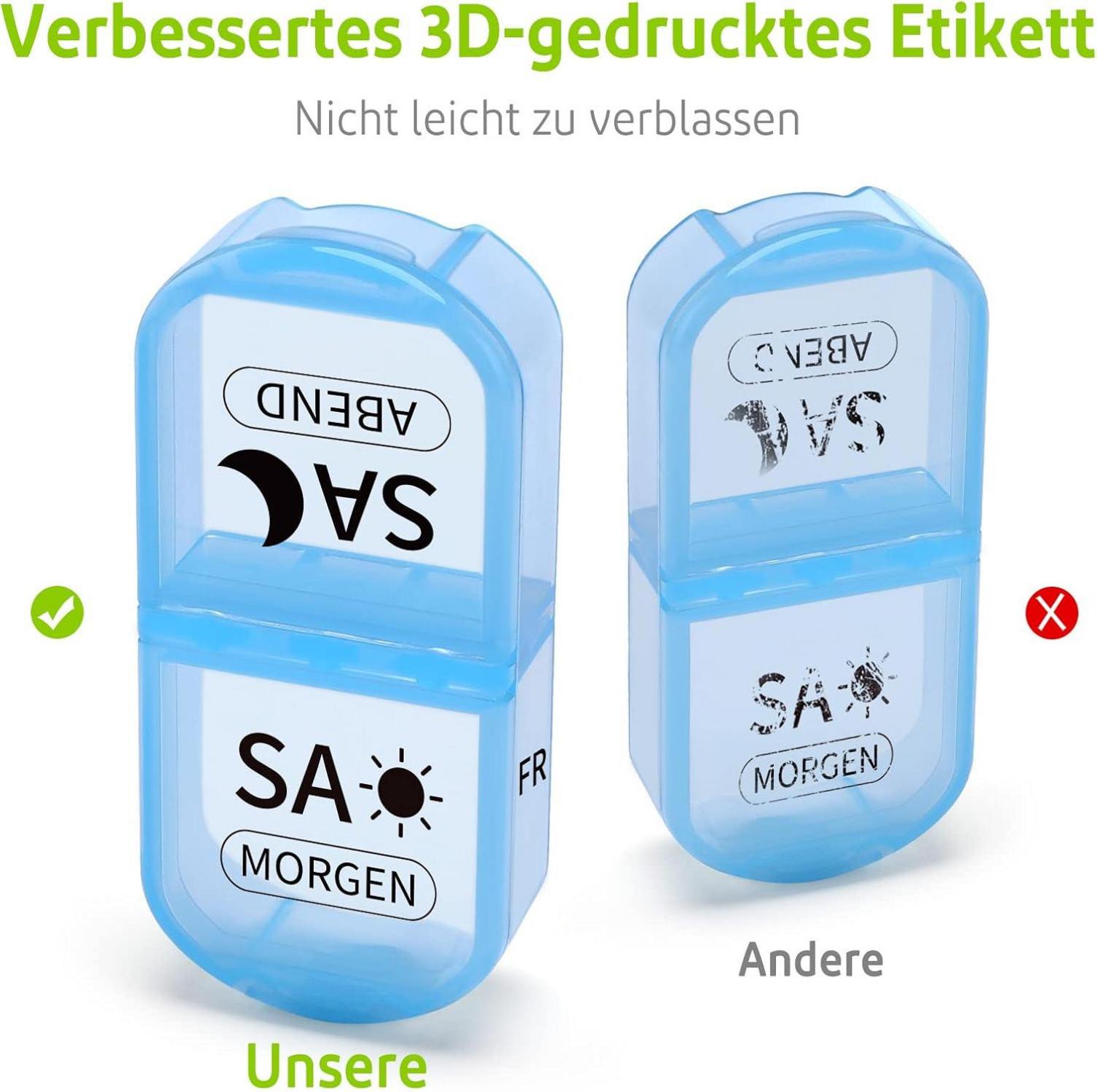 Tablettenbox 7 Tage Pillendose 2 Fächer BPA-frei klares Design