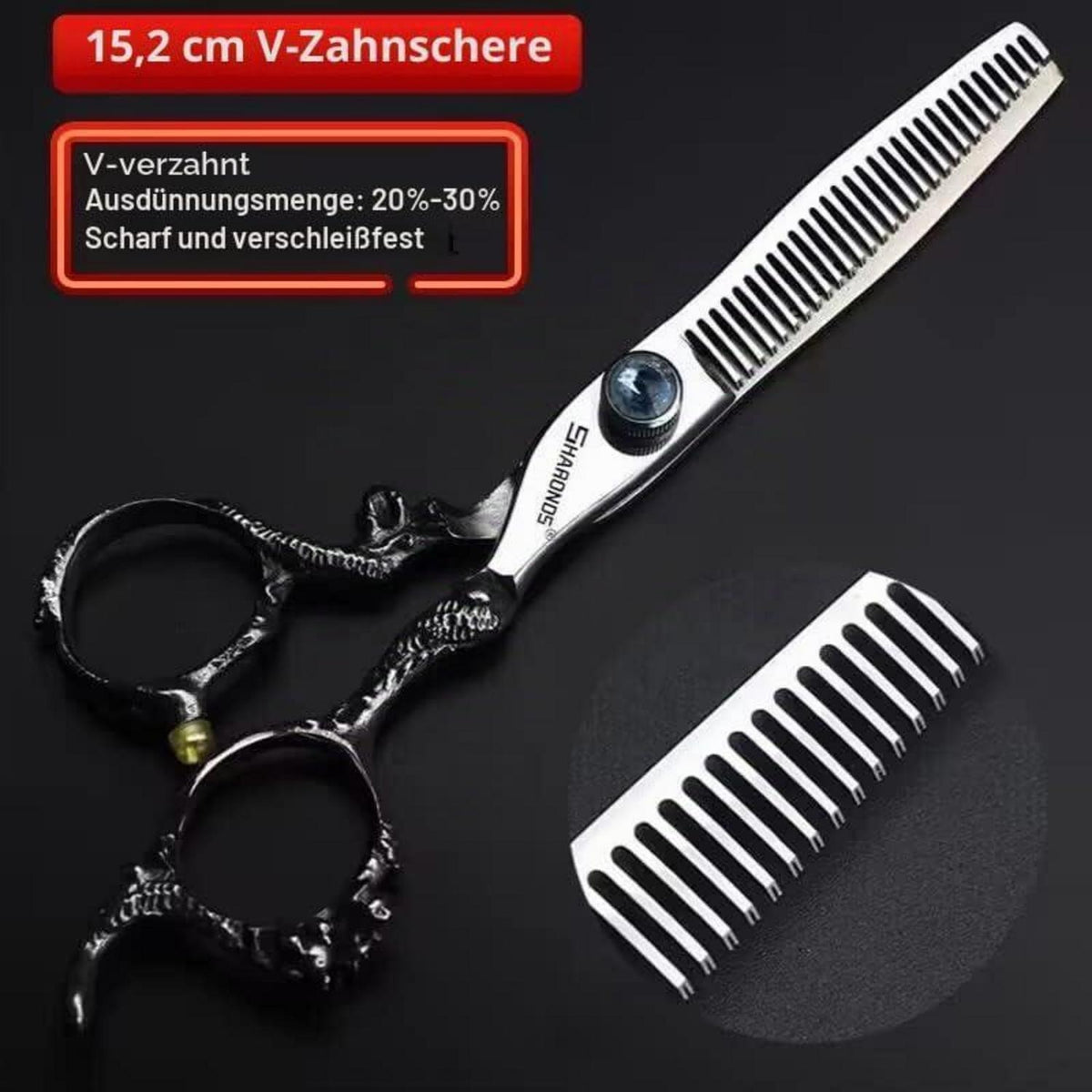 Professionelle Haarschere Set Edelstahl 6/7 Zoll mit Ausdünnung