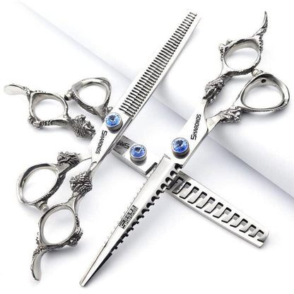 Professionelle Haarschere Set mit Saphir & Ausdünnschere