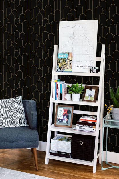 Selbstklebende Tapete Schwarz Gold Geometrisches Muster 44x1000cm Vinyl