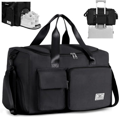 FIORETTO 35L Sporttasche Damen Schwarz Faltbar mit Schuh- und Nassfach