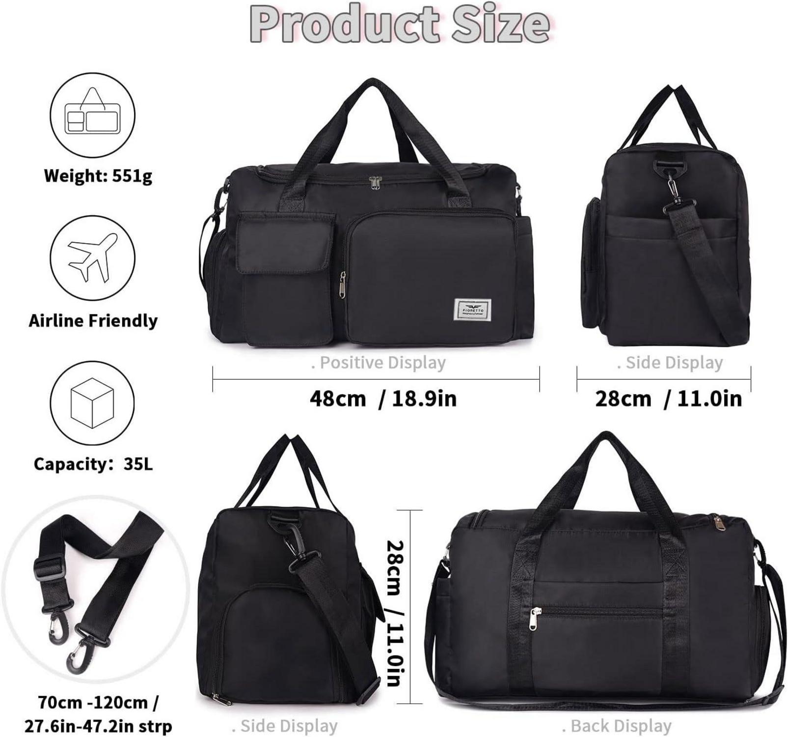 Faltbare Reisetasche 35L Damen Sporttasche mit Schuhfach
