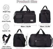 Faltbare Reisetasche 35L Damen Sporttasche mit Schuhfach