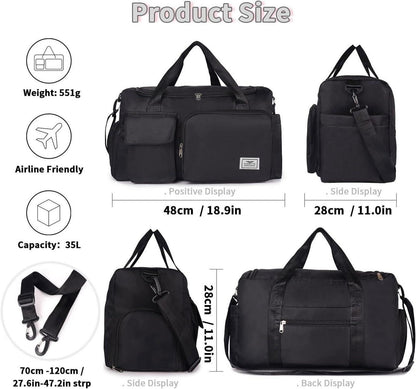 Faltbare Reisetasche 35L Damen Sporttasche mit Schuhfach