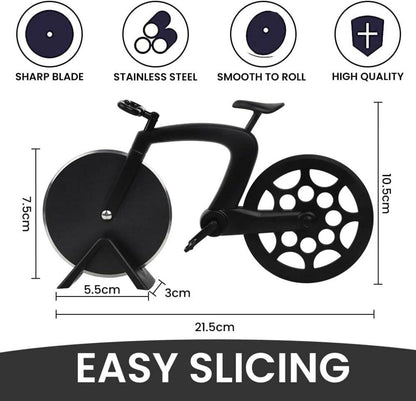 Fahrrad Pizzaschneider aus Edelstahl, Antihaft Pizza Cutter