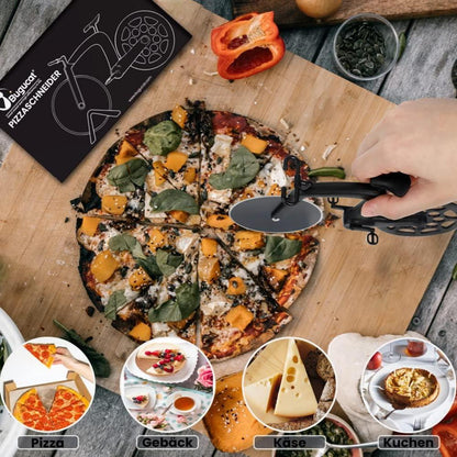 Fahrrad Pizzaschneider aus Edelstahl, Antihaft Pizzarad/Schneider für Pizza & Kuchen