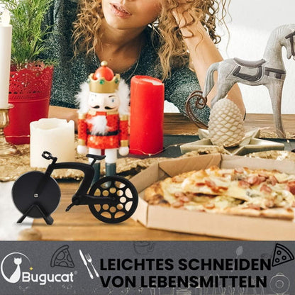 Fahrrad Pizzaschneider Pizza Cutter Antihaft Edelstahl Schwarz
