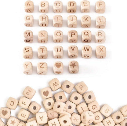 Holzperlen Buchstaben Alphabet DIY Armband Schmuck