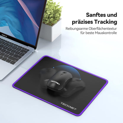 TECKNET Mauspad 28x21 cm Gaming Rutschfest Wasserdicht-Lila