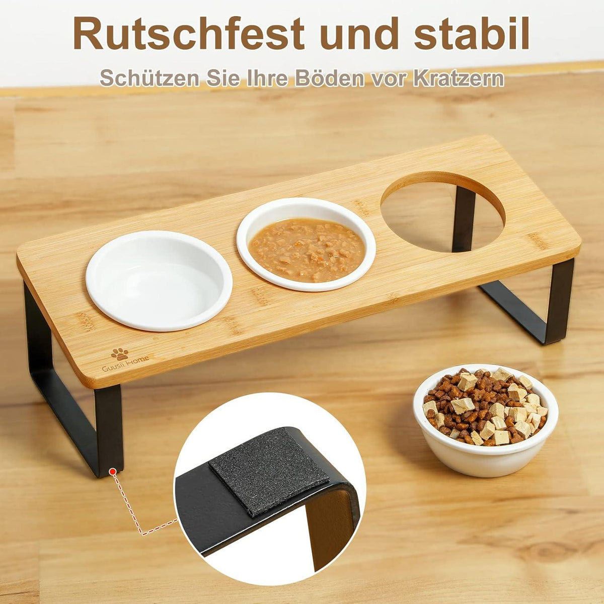 Katzennapf Erhöht Keramik Fressnapf 3er Set Holz 12cm Katzenfressnapf