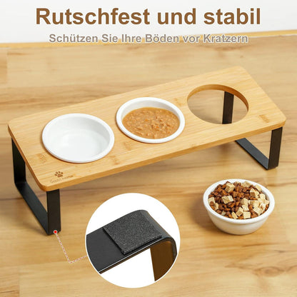Katzennapf Erhöht Keramik Fressnapf 3er Set Holz 12cm Katzenfressnapf