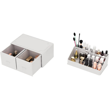 Kosmetik Organizer mit 2 Schubladen, Weiß