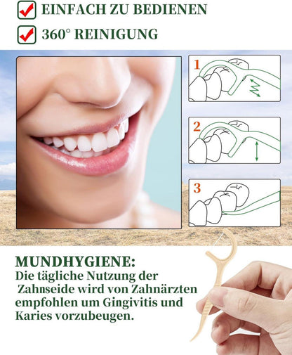 300 Stück nachhaltige Dental Floss Sticks vegan Zahnseide Zahnstocher