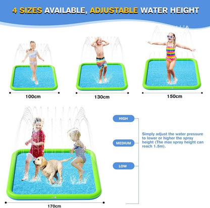 Sprinkler Wasser-Spielmatte Splashpad für Hunde rutschfeste Blau