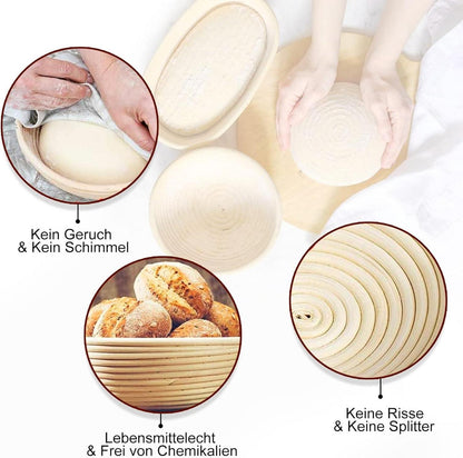 PITCH PULSE Gärkorb Set 23cm 25cm - Brotbackset Peddigrohr