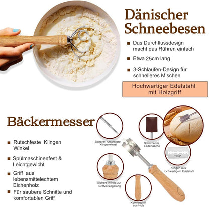 Gärkorb Set aus Peddigrohr zum Brot backen rund 23cm und 25cm