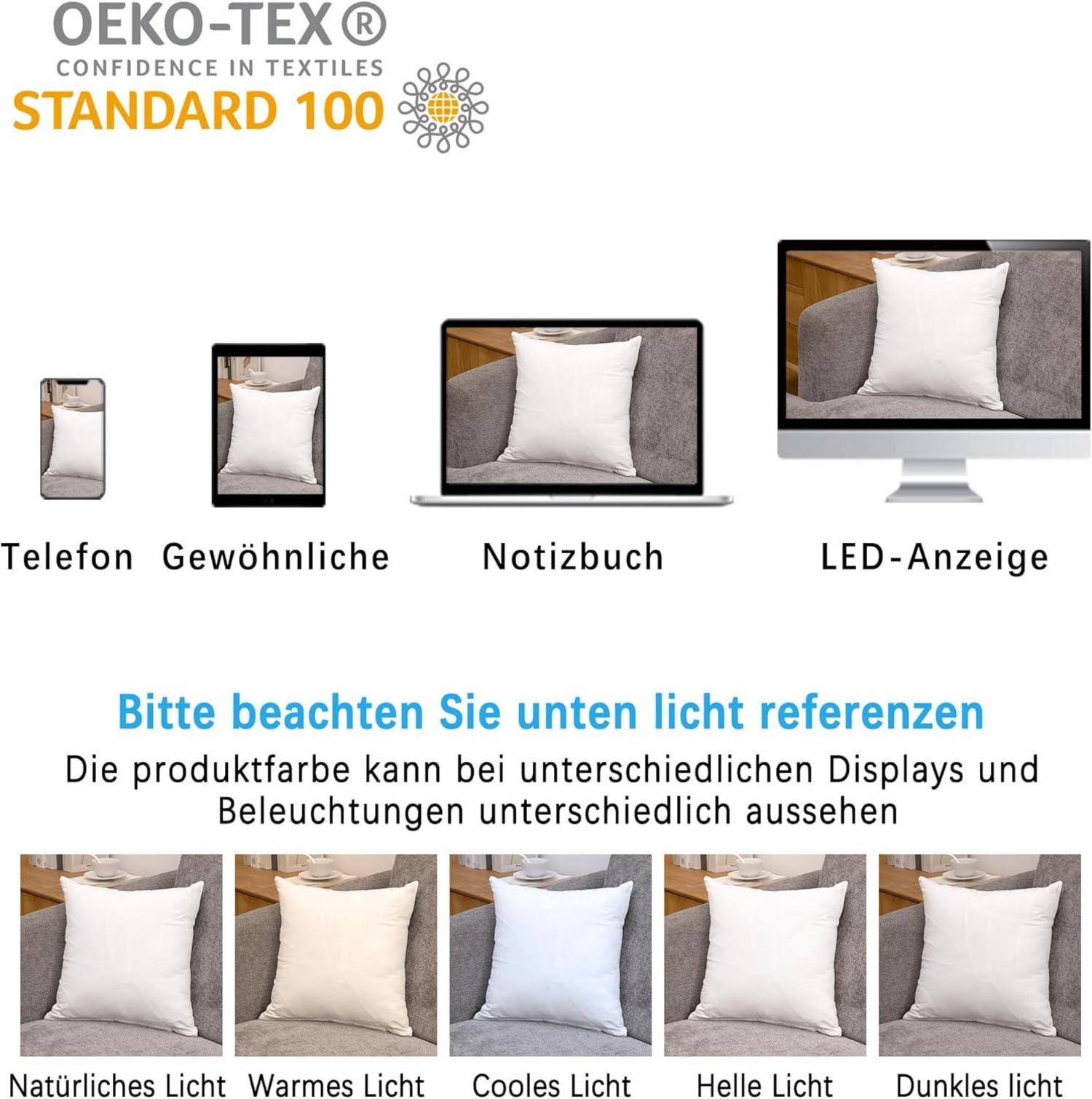 Kissenbezug 40x40 cm 100% Gewaschene Baumwolle Weiß Reißverschluss
