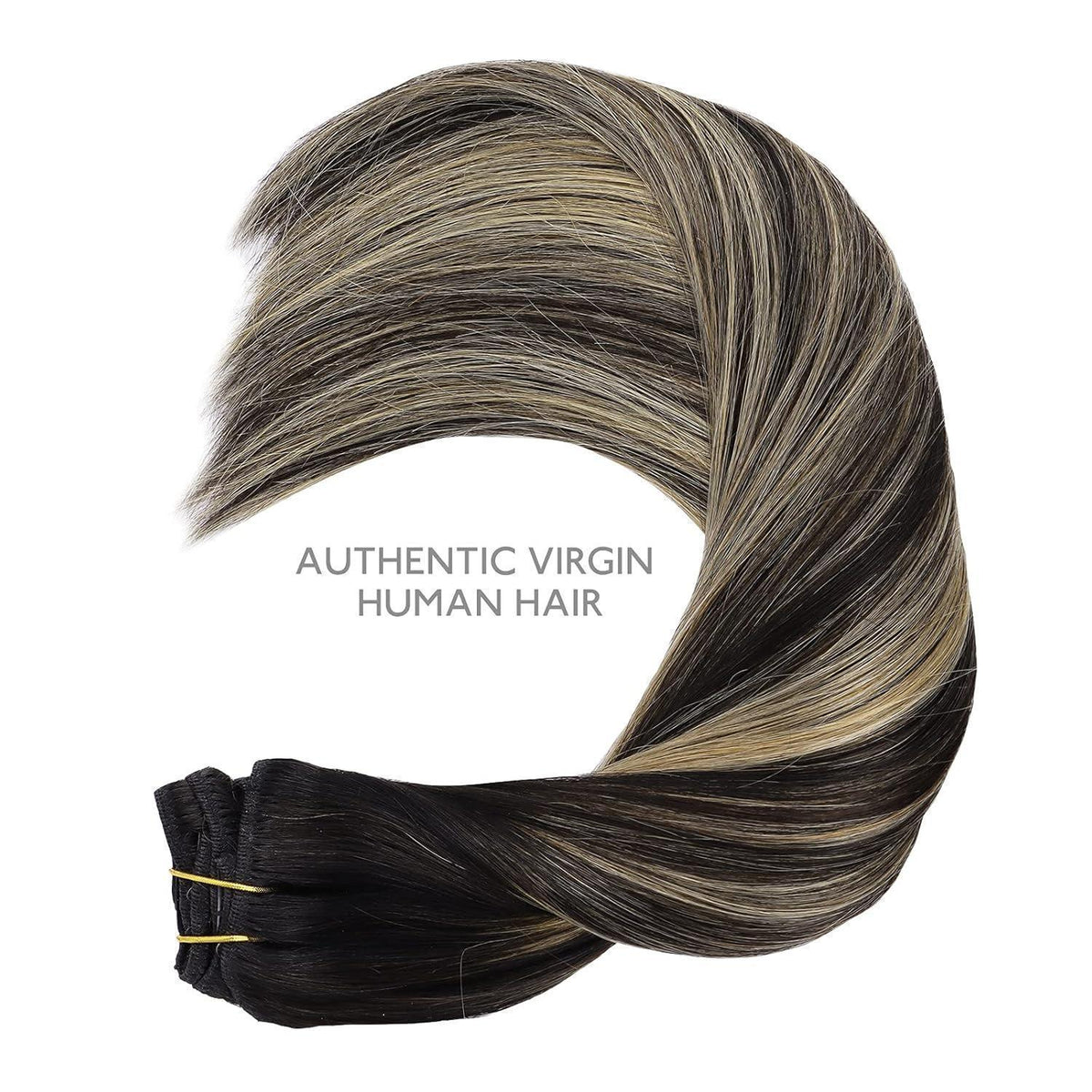 Clip In Echthaar Extensions Balayage Schwarz-Blond 35cm