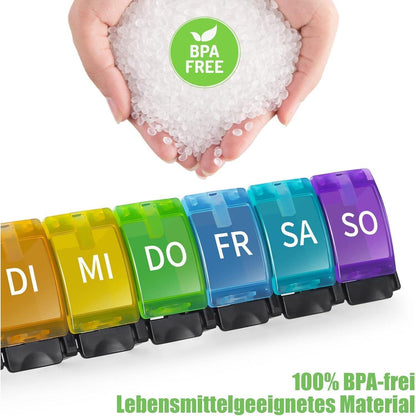 Tablettenbox 7 Tage Deutsch Pillendose Medikamentenbox
