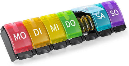 Tablettenbox 7 Tage Deutsch Pillendose Regenbogen Medikamentenbox