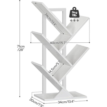 HOOBRO Bücherregal Baumform 4 Ebenen weiß 71cm