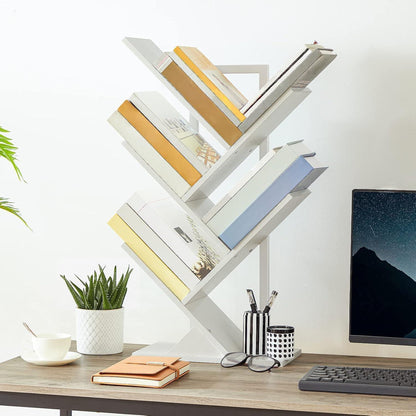 HOOBRO Bücherregal Baumform 4 Ebenen weiß 71cm