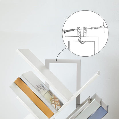 HOOBRO Bücherregal Baumform 4 Ebenen weiß 71cm