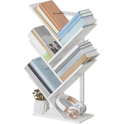 HOOBRO Bücherregal Baumform 4 Ebenen weiß 71cm