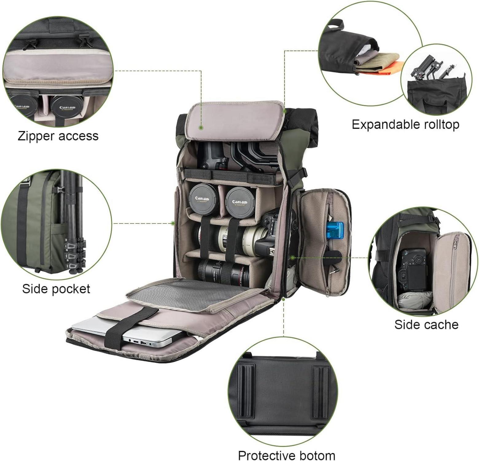 Kamerarucksack Wasserdicht für DSLR SLR spiegellose Kamera mit Laptopfach