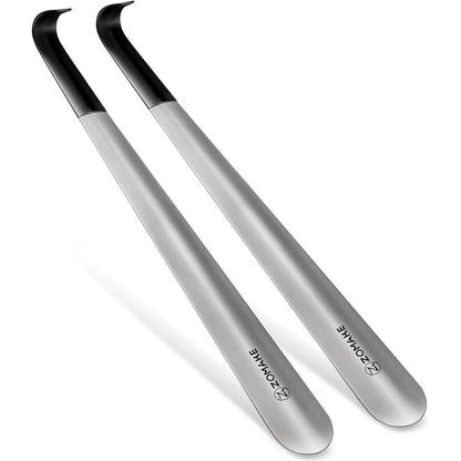 ZOMAKE Schuhlöffel Metall Lang 42cm - 2er Set Silber Shoe