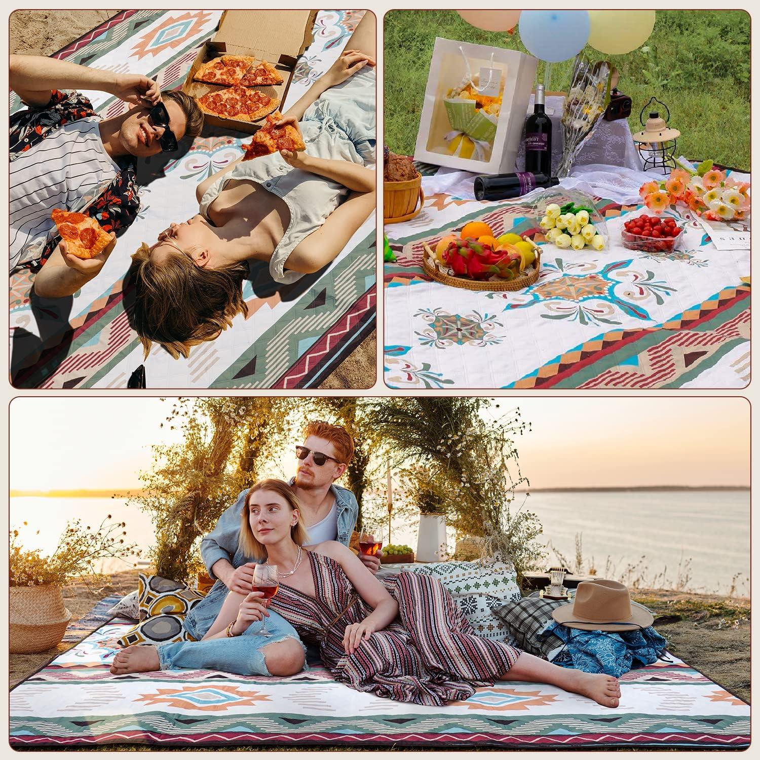 Picknickdecke 200x200cm Stranddecke Sandfrei Waschbar Camping Grün
