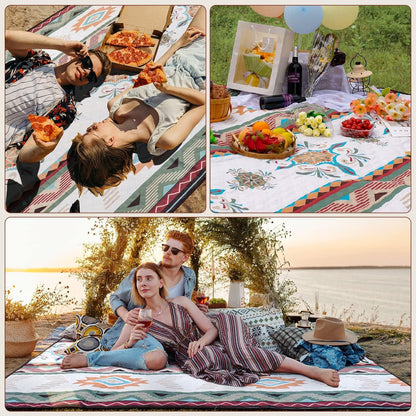 Picknickdecke 200x200cm Stranddecke Sandfrei Waschbar Camping Grün
