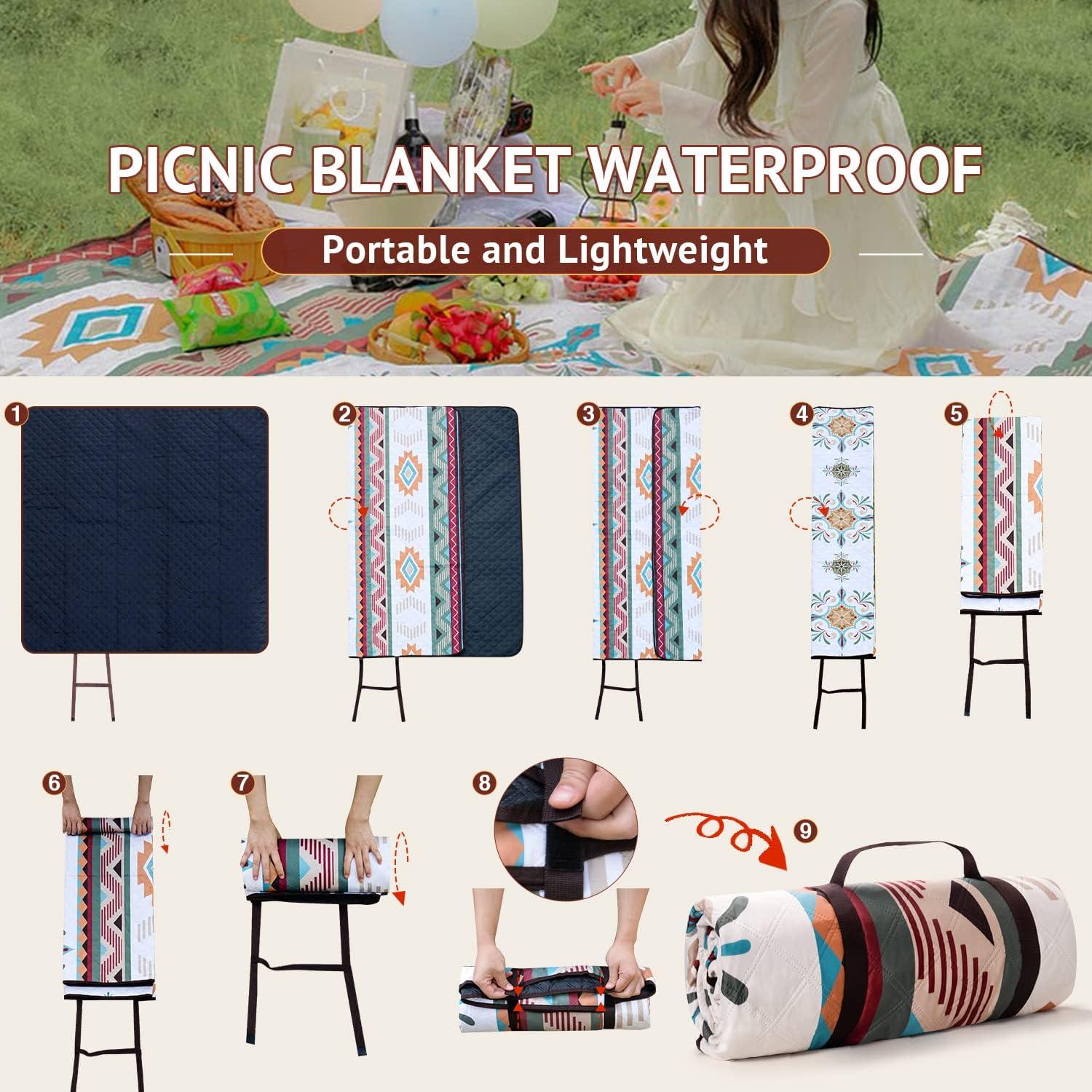 Picknickdecke Boho 200x200cm Stranddecke Sandfrei Grün