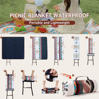Picknickdecke Boho 200x200cm Stranddecke Sandfrei Grün