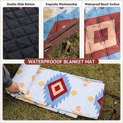 Picknickdecke 200x200cm Stranddecke Sandfrei Waschbar Beige