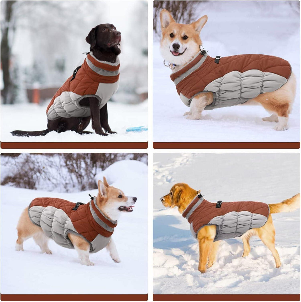 Kuoser Hundemantel Wasserdicht Winterjacke für Hunde XS Braun