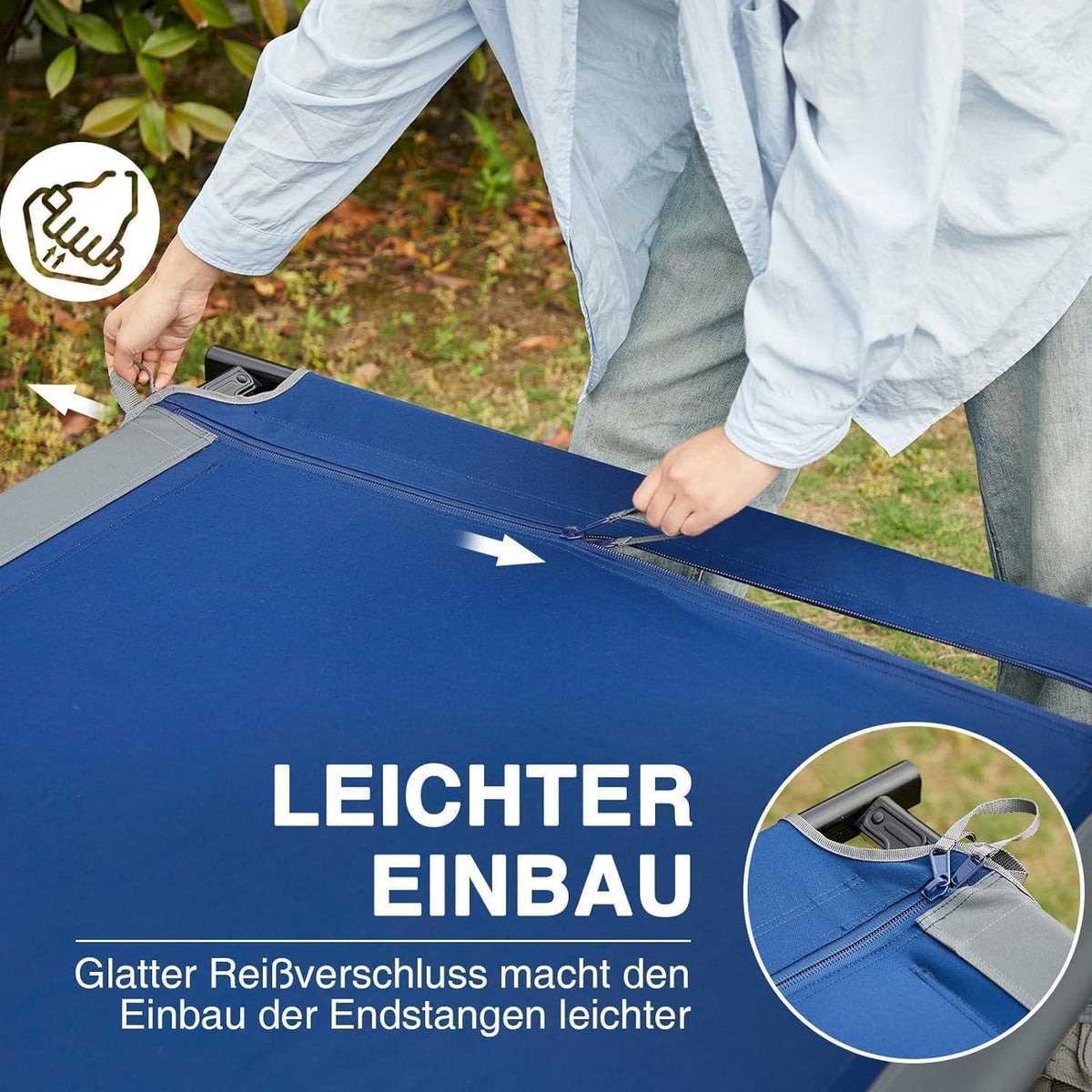 XXL Feldbett 214cm extra breit, 300kg belastbar, blau