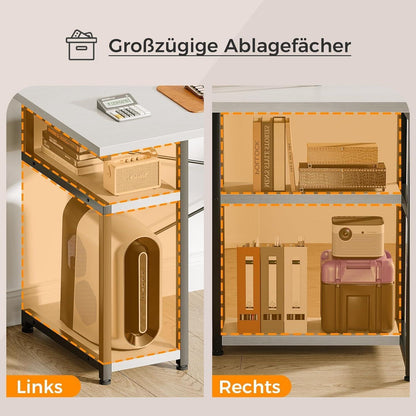 ODK Gaming Schreibtisch Weiß 148×120 cm mit Regal und Monitorständer