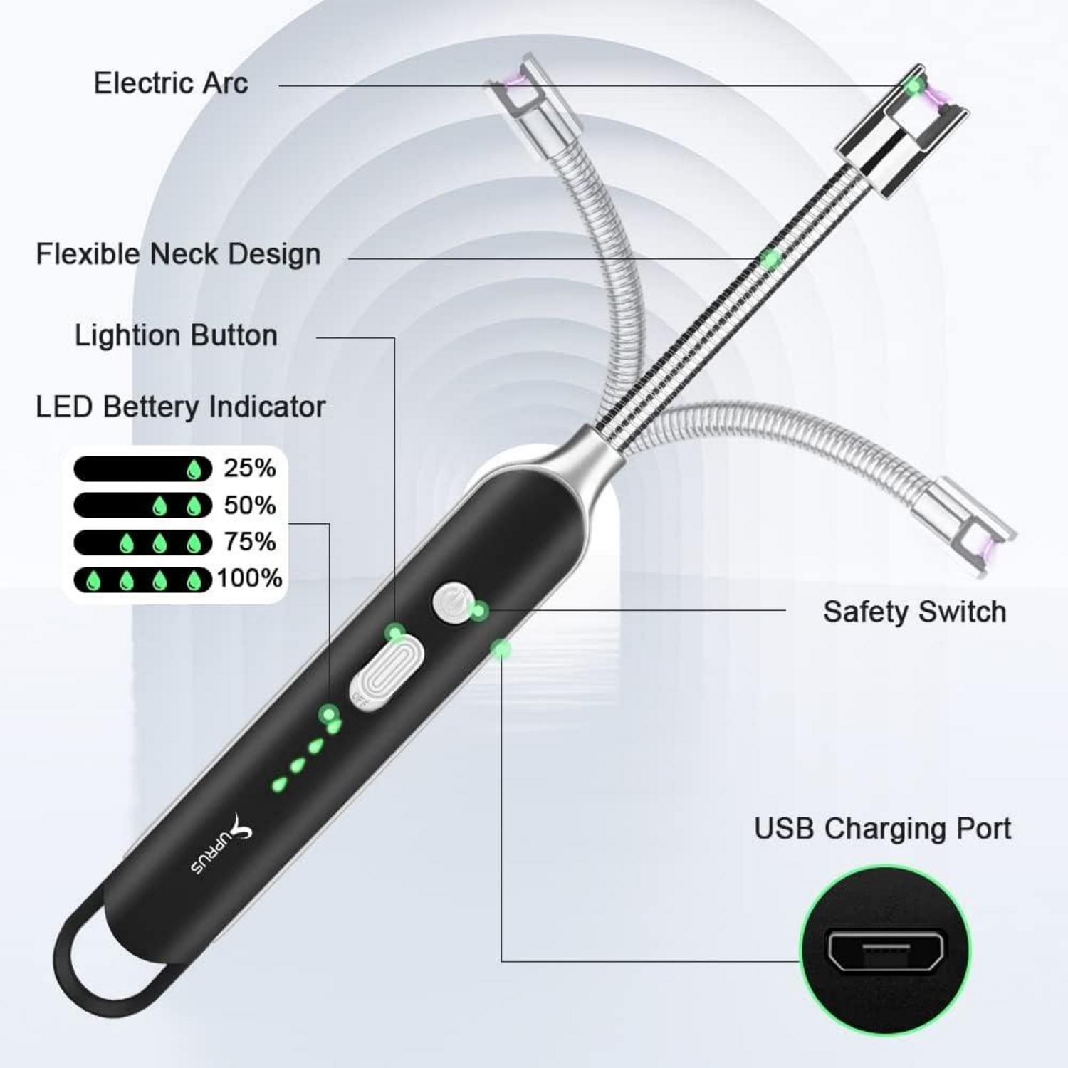 Elektrisches Feuerzeug Winddicht USB Wiederaufladbar mit Sicherheitsschloss