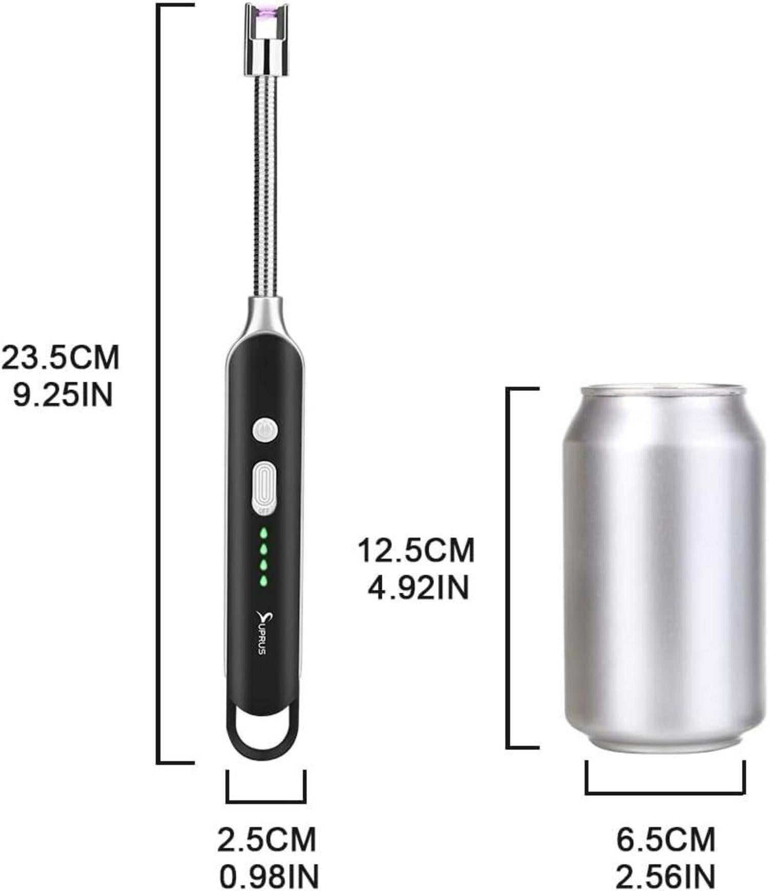 SUPRUS Elektrisches Feuerzeug USB Winddicht Flammenlos Wiederaufladbar Schwarz