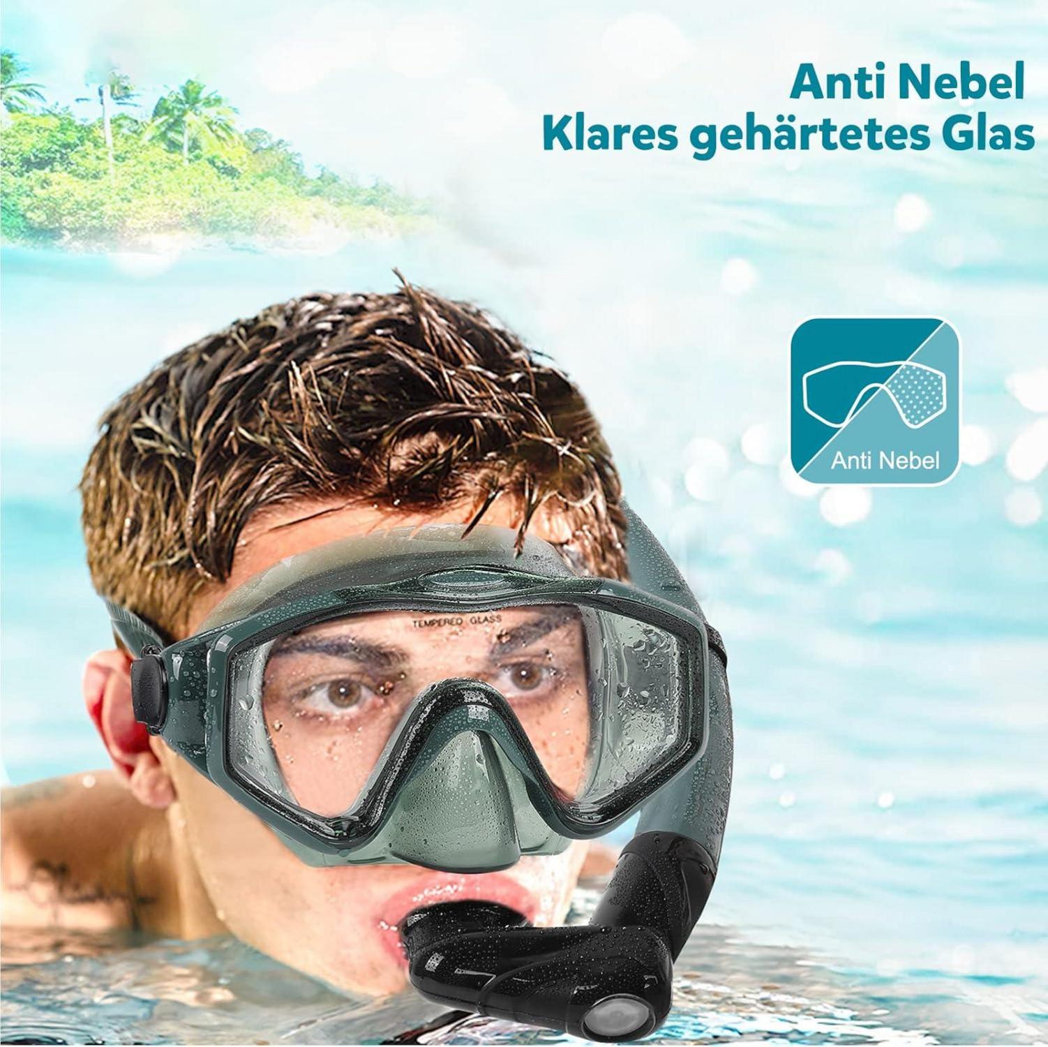 Tauchset Erwachsene Tauchmaske Volltrocken für Herren & Damen Anti-Leck