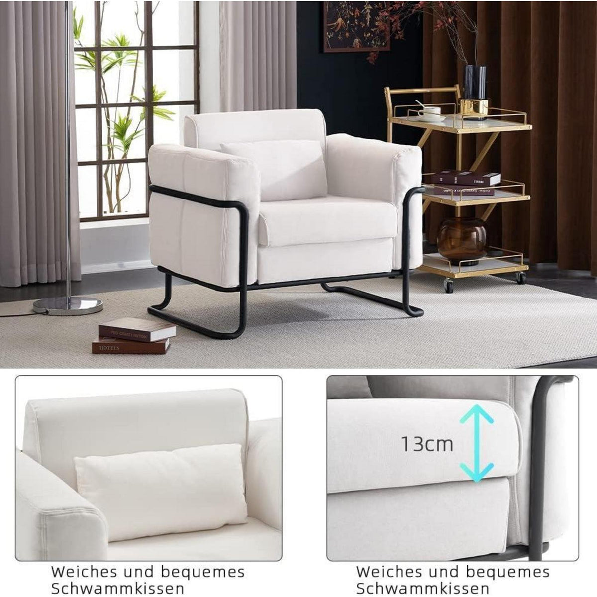 Creme Loungesessel – Bequemer Relaxsessel für Wohnzimmer & Schlafzimmer