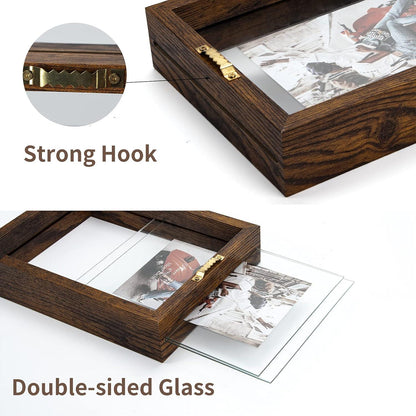 2er Pack Glasbilderrahmen Doppelglas 10x15cm Braun Wand Tischmontage